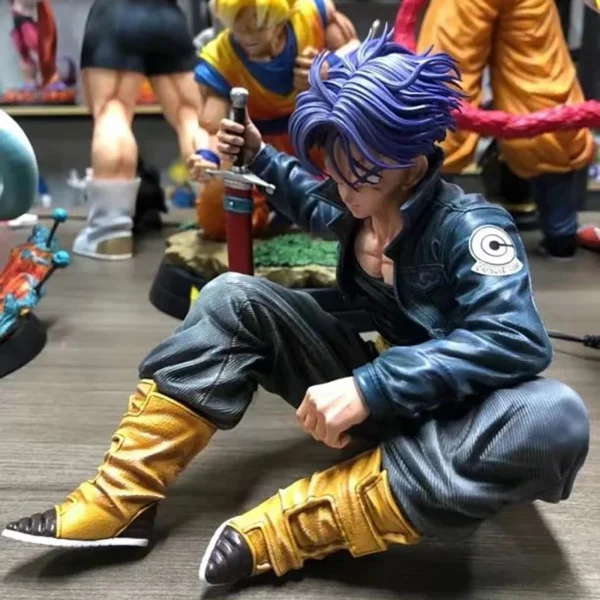 GK Dragon Ball Trunks Action Figure, PVC Sitting Statue, Super Saiyan Trunks Figurine, 16cm Anime Model Toy – Image 3