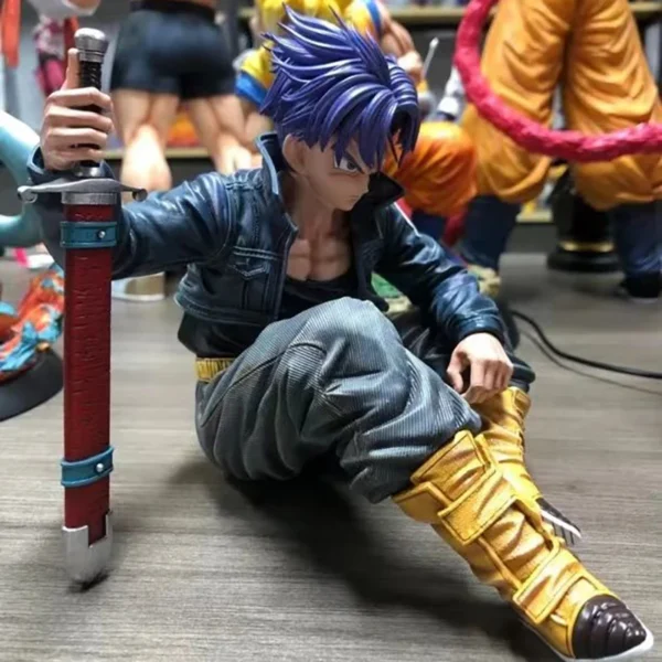 GK Dragon Ball Trunks Action Figure, PVC Sitting Statue, Super Saiyan Trunks Figurine, 16cm Anime Model Toy – Image 4