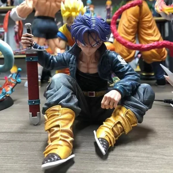 GK Dragon Ball Trunks Action Figure, PVC Sitting Statue, Super Saiyan Trunks Figurine, 16cm Anime Model Toy – Image 6