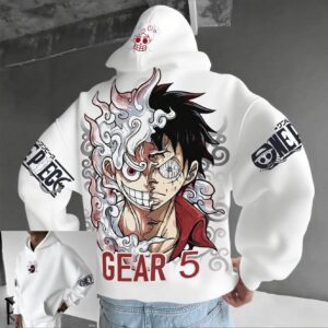 Luffy Gear 5 Nika Anime Hoodie – Unisex Streetwear Casual Pullover for Fall & Winter