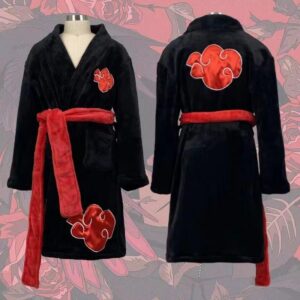 Naruto Uchiha Itachi Akatsuki Robe – Anime Flannel Pajama Thermal Nightwear