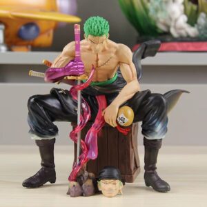 Roronoa Zoro Figure 15cm – One Piece PVC Anime Collectible Statue with 2 Interchangeable Heads Display Model Gift