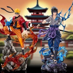 Naruto & Sasuke Figure 23cm – Uzumaki Naruto Uchiha Sasuke PVC Anime Collectible Action Statue Model Gift