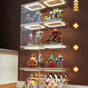 Acrylic Display Case with LED Ring Light – Dustproof Action Figure & Model Storage Box for Collectibles, Cars & Dolls