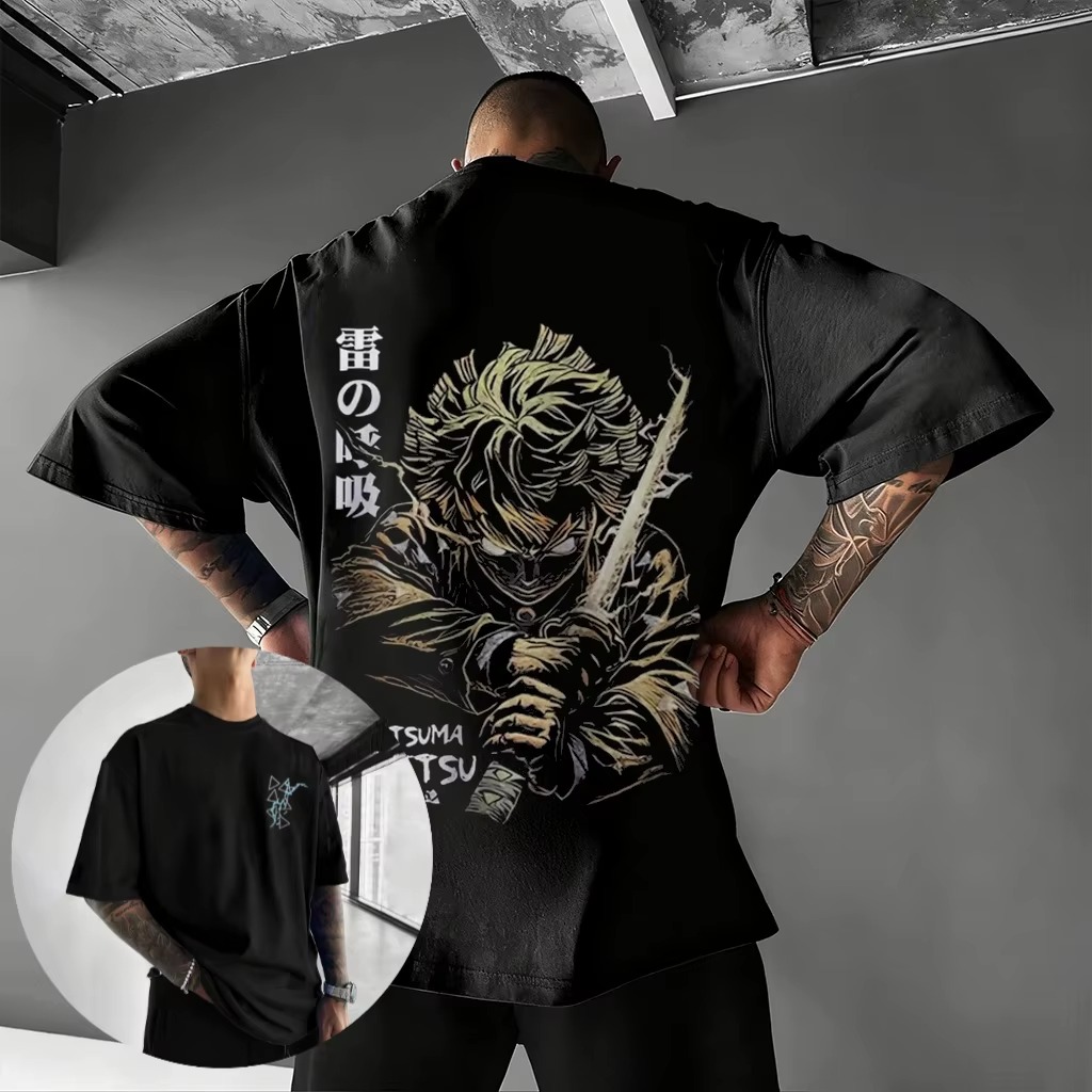 Demon Slayer Anime Oversized T-Shirt – Unisex Graphic Print Casual Streetwear Tee for Men & Women